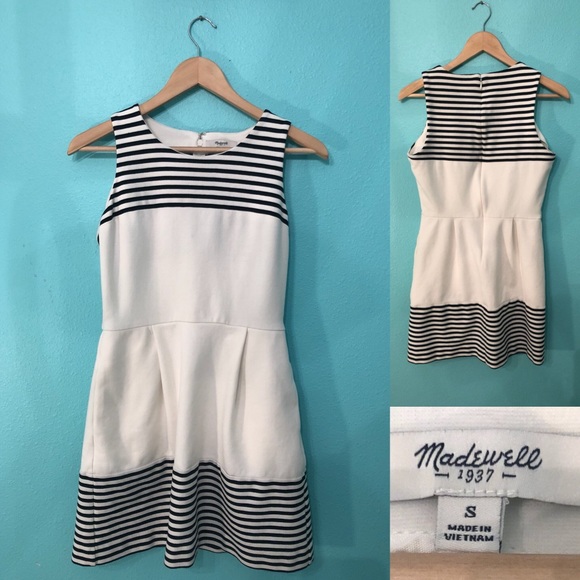 Madewell Dresses & Skirts - Madewell Versa White Striped Knit Sleeveless Dress